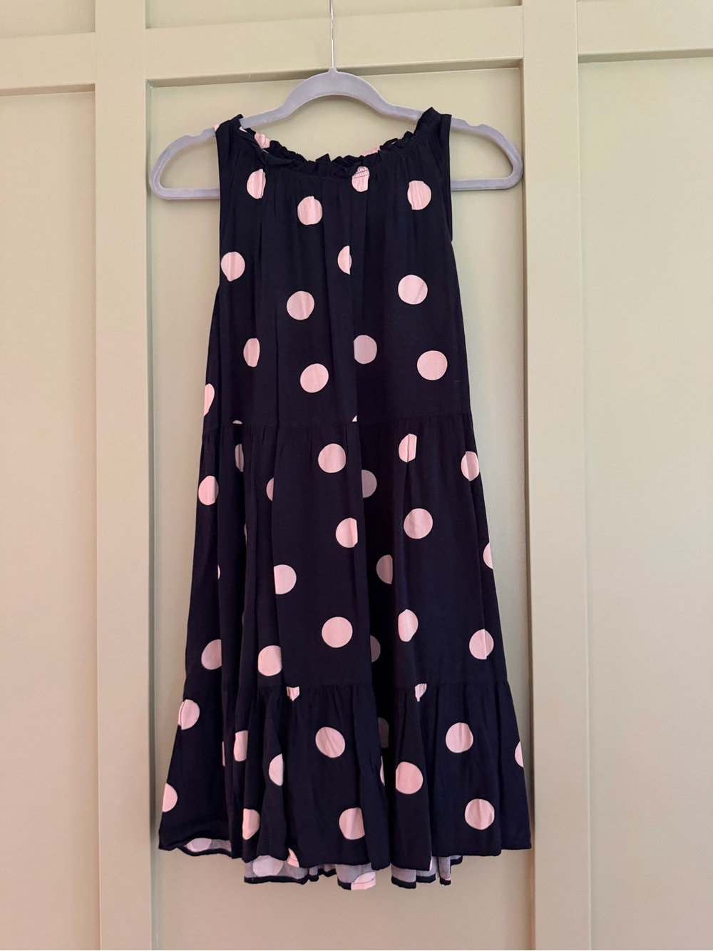 Loft navy Dress with Pink Polka Dots